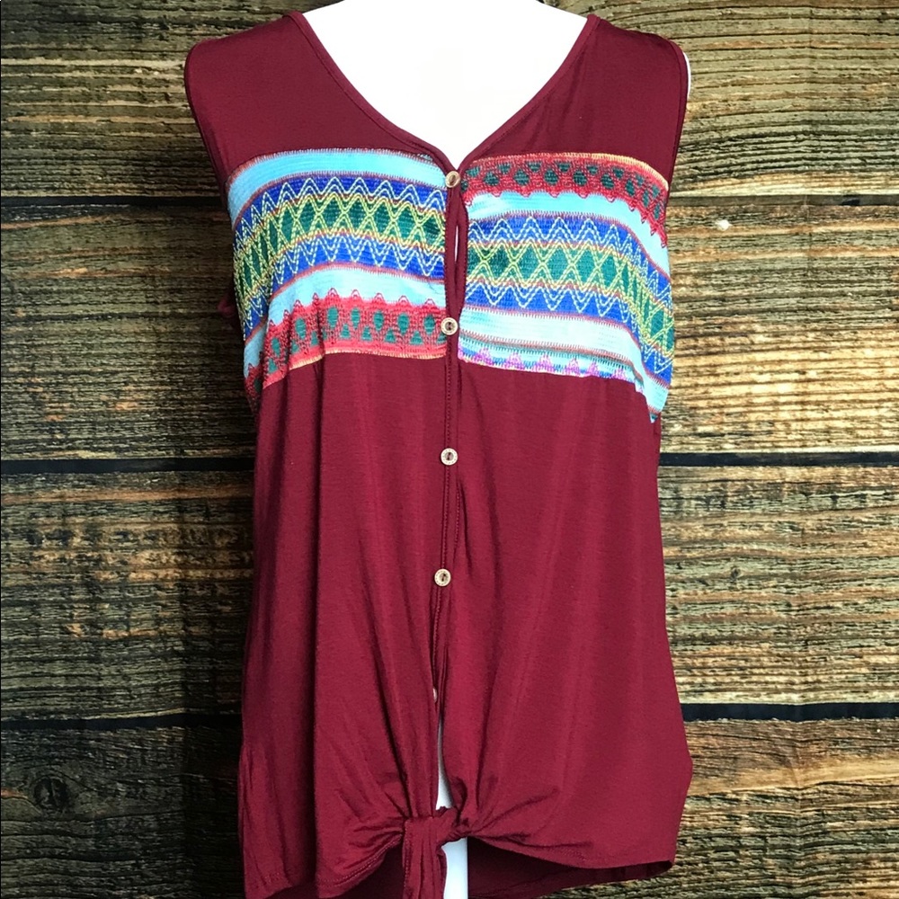 Aztec Print Red Tank